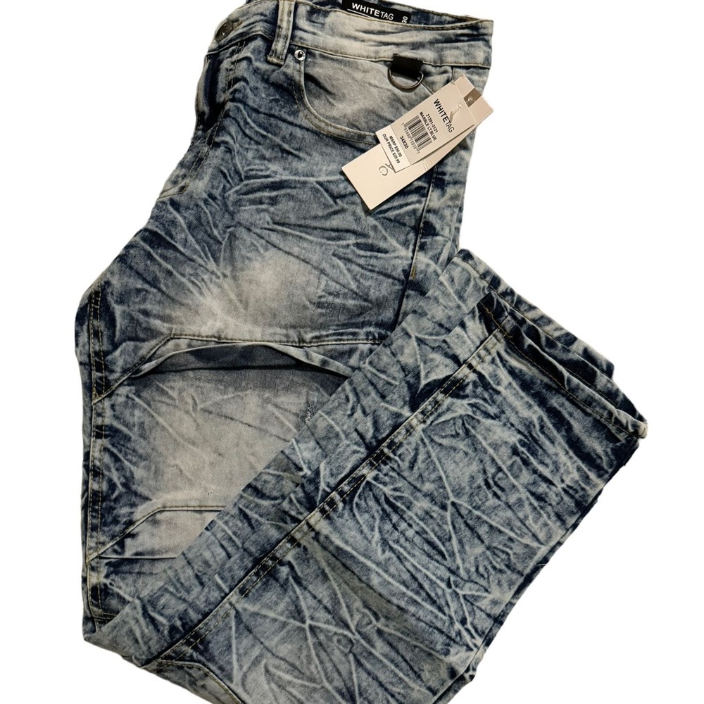 White tag Skinny stripped blue and white denim